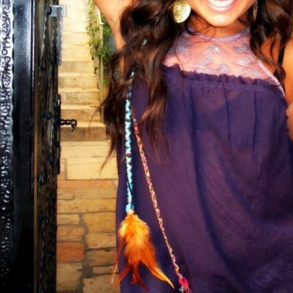 Free People Purple High Neck Sheer Tunic - Picture 2 of 5
